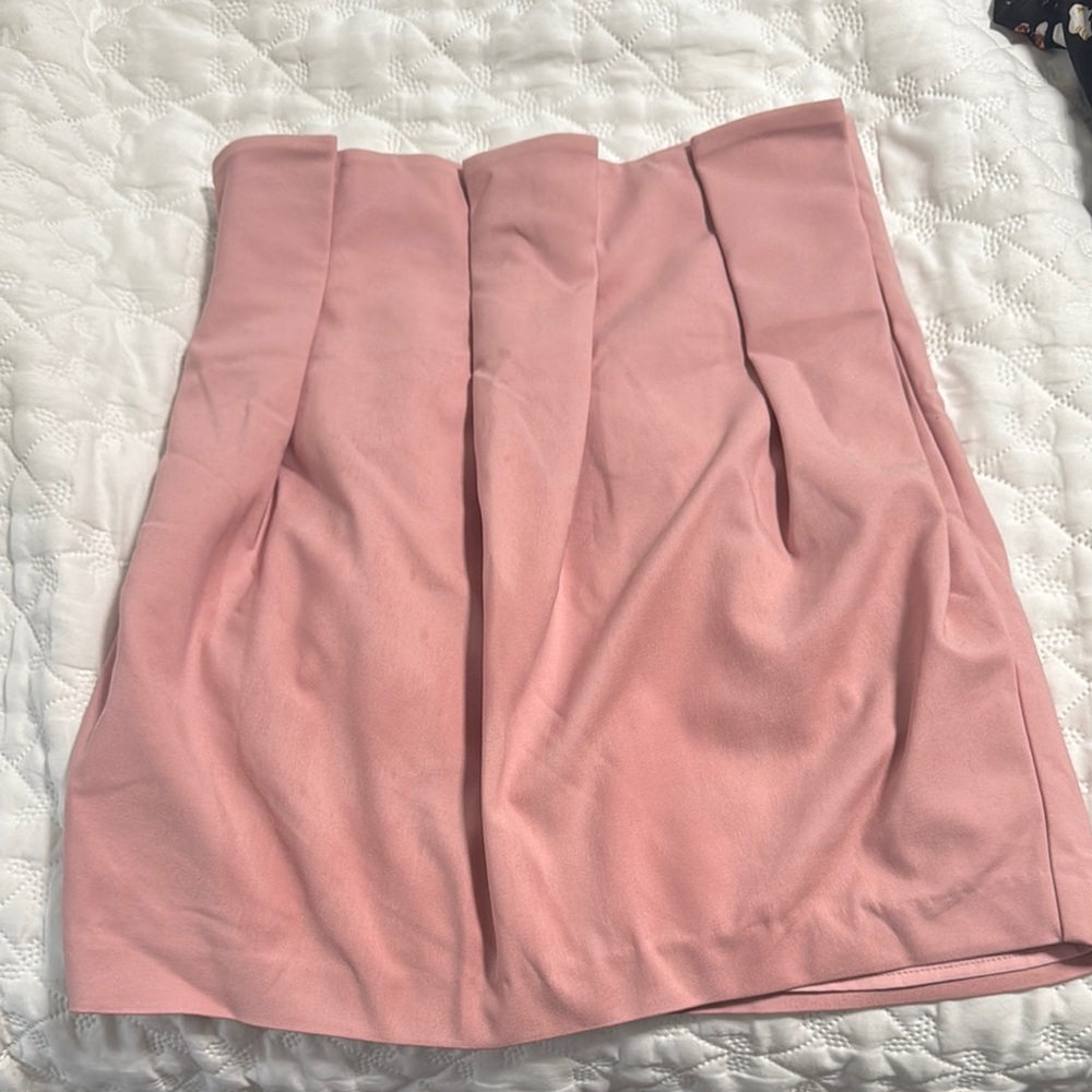 Tobi Pink Pleated Mini Pencil Skirt